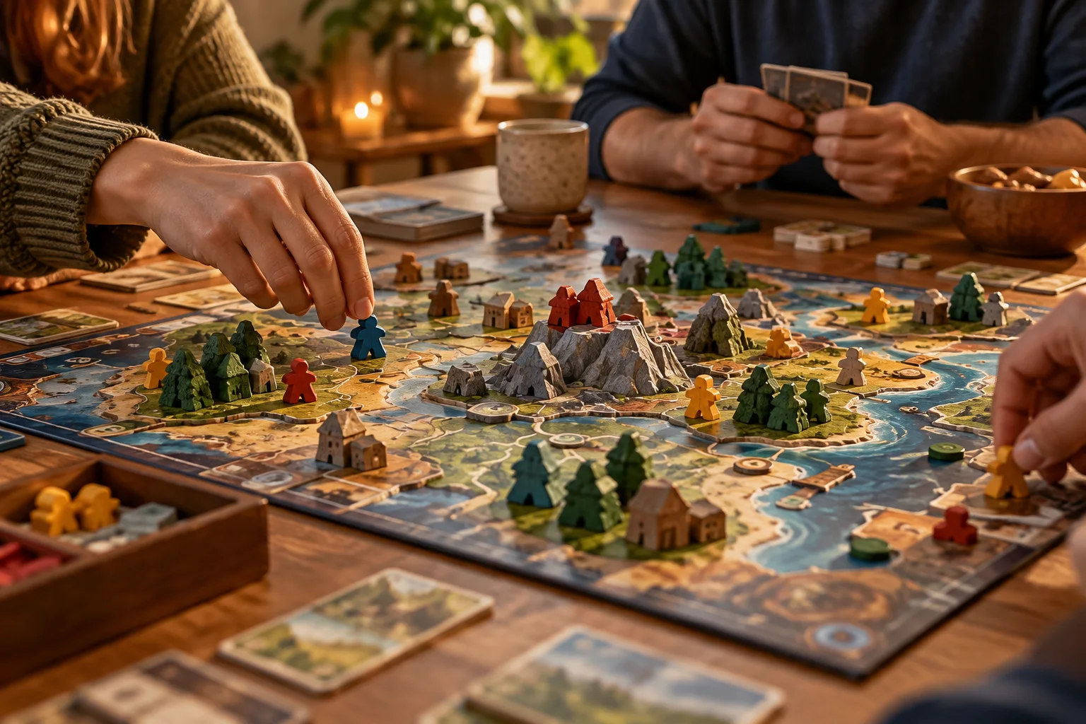 Jogo cooperativo com peças de madeira
